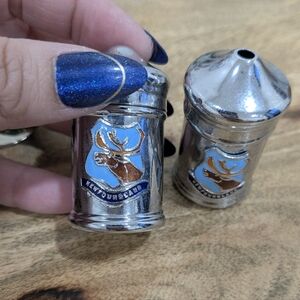 Vintage Petite Silver Salt and Pepper Shakers with Mousse Emblem